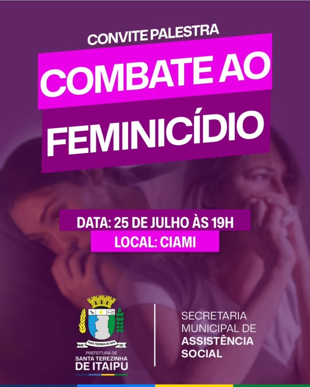 Palestra sobre o combate ao feminicídio marca início das ações do Agosto Lilás em Santa Terezinha de Itaipu